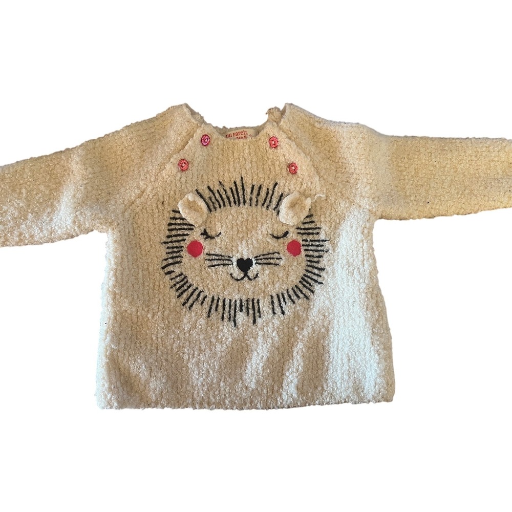Du Pareil au Meme Baby Lion Face Cozy Fleece Sweater 3 Months‎